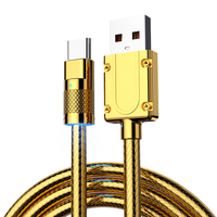Cable DE DATOS dorado de 1M/1,5 M/2MCable de carga súper rápida de 120W Compatible con Apple 15 16 Tipo-C y Android Tipo-C para Samsung Xiaomi
