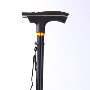 Canne télescopique Cleye en alliage d'aluminium, antidérapante, éclairée, noire, réglable de 54 à 62 pouces, pour personnes âgées, randonnée - Product Image 1