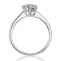 Bague romantique en moissanite ronde 925, en argent sterling 925, sertie de griffes, plaquée rhodium, cadeau d'anniversaire pour Noël