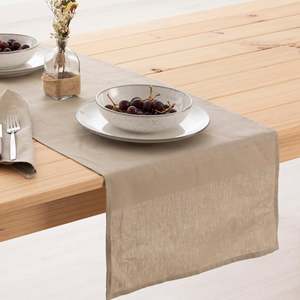 100% Chemin de table en lin taupe 45x140 cm - Product Image 2
