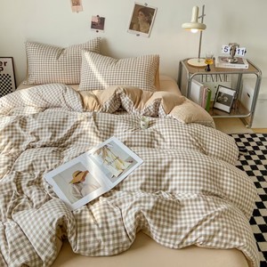 Ensemble <span class=keywords><strong>de</strong></span> <span class=keywords><strong>housse</strong></span> <span class=keywords><strong>de</strong></span> <span class=keywords><strong>couette</strong></span> moderne à carreaux Collection <span class=keywords><strong>de</strong></span> linge <span class=keywords><strong>de</strong></span> lit en coton <span class=keywords><strong>lavé</strong></span> ultra doux pour enfants/adultes prêt à envoyer des techniques <span class=keywords><strong>de</strong></span> fermeture éclair - Product Image 5