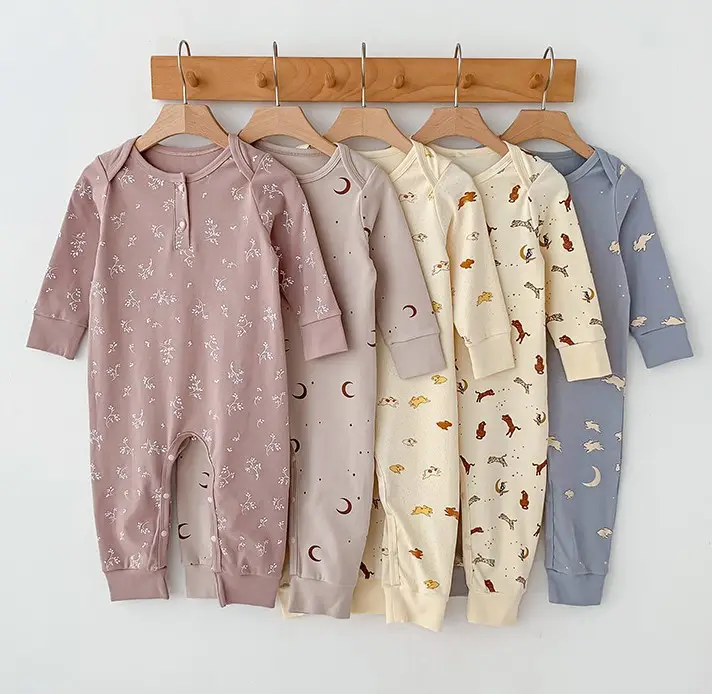 Sẵn Sàng Để Tàu Fashional Và Thoải Mái Bé Không Chân Jumpsuit Cotton Hữu Cơ Chất Lượng Cao Rompers Sơ Sinh Coverall Áo Sơ Sinh