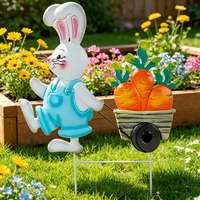 Decorazione Pasquale da Giardino a Tema Coniglietto, Insegna in Metallo Resistente per Prato Esterno Primaverile