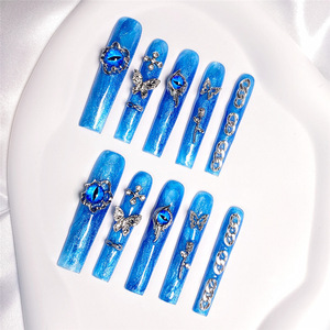 Prensa en suministros para <span class=keywords><strong>uñas</strong></span> <span class=keywords><strong>Diseño</strong></span> fácil <span class=keywords><strong>de</strong></span> invierno <span class=keywords><strong>Uñas</strong></span> artificiales Línea larga Verde Arte falso Ataúd Dedo Acrílico para niña Primavera - Product Image 5