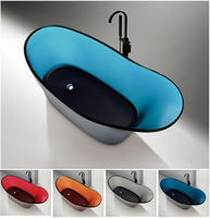 Baignoire en résine acrylique de haute qualité, transparente, artistique, autoportante, personnalisable en plusieurs couleurs, pour salle de bain d'hôtel