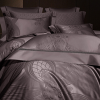 Parure de lit de luxe en jacquard 100 % coton à fibres longues 140S, comprenant drap, taie d'oreiller et housse de couette, ensemble de literie personnalisé, vente en gros