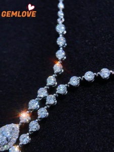 GEMLOVE Women's White Gold Diamond <b>Necklace</b> Pear Cut 2CT Fancy Pink GIA Certified Wedding Jewelry - Product Image 2