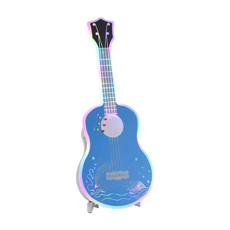 Customized portatile ricaricabile giocatore di Karaoke forma di chitarra altoparlante wireless per interni esterni con luce RGB per regali di festa