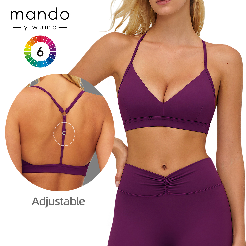 Adjustable Back Deep V Sports Bra Halter Neck Supportive Top Brushed Comfort Sexy Activewear for Yoga & Pilates