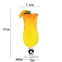 Gelas Hurricane Tinggi dengan Batang Bulat dan Tepi Melebar, Perlengkapan Minuman Koktail Tiki, Gelas Bar untuk Penggunaan di Rumah, Bar, dan Pesta