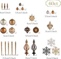 Boules de Noël en verre Valery Madelyn, 60 pièces, bronze, cuivre, marron, or, incassables, de luxe, à suspendre, en vrac, pour Thanksgiving