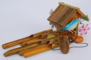 HF Chất lượng cao 354g vườn trang trí ngoài trời đáng yêu cây nhà hình dạng Chuông gió đồ trang trí kim loại tre 133mm x 102mm x 838mm - Product Image 3