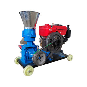 מטחנת כדורים קטנה שטוחה עם מנוע דיזל 15 כ\\\"ס לייצור כדורי עץ ביומסה מפשתן - Product Image 3