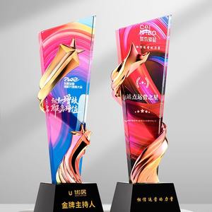 جائزة مخصصة للنجوم الكريستال والزجاج جوائز الموظفين السنوية تقدير الأعمال الهدايا التذكارية لوحة - Product Image 2