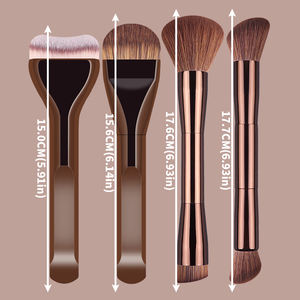 Juego de 4 Brochas de Maquillaje de Doble Punta, Tubo de Aluminio Premium, Cerdas Sintéticas Suaves para Base, Contorno, Rubor, Polvo y Maquillaje Facial - Product Image 6