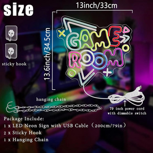 LED neon light game room glowing letters internet cafe club ambient light hanging decoration light advertising sign <b>5V</b> 12V - Product Image 3