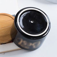 2025 grosir Pot & penanam bunga meja kantor rumah Modern ramah lingkungan DIY wadah keramik dengan dasar nampan bambu