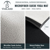 Yugaland Rapid Recovery Suede Yoga Mat Anti Tear Natural Rubber Pad untuk HIIT Pilates