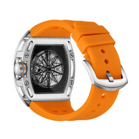 Montre à quartz tonneau de luxe pour homme, boîtier en acier inoxydable, bracelet en silicone, lumineuse, résistante à l'eau, sportive, décontractée, cadran en verre