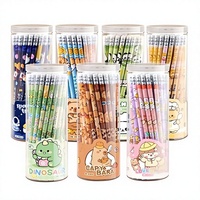 Crayons à mine noire hexagonaux HB à motifs de dessins animés mignons, thème Dinosaures et Espace, 7 designs, en bois, pour enfants et étudiants, 12 ou 50 pièces