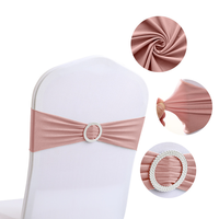 Bandes de chaise extensibles en spandex avec boucle ronde, sans nœud, élastiques, pour décorations de mariage, banquets, fêtes et événements, vente en gros