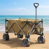 Chariot de camping pliable à quatre roues, écologique et compact, chariot de pique-nique industriel d'extérieur, chariot à main pour le transport de marchandises et d'outils