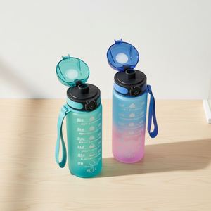 Nouvelle bouteille d'eau de sport en plastique de 32 oz, sans BPA, avec couvercle à rabat, marqueur de temps et paille-filtre, pour la gym et la motivation - Product Image 4