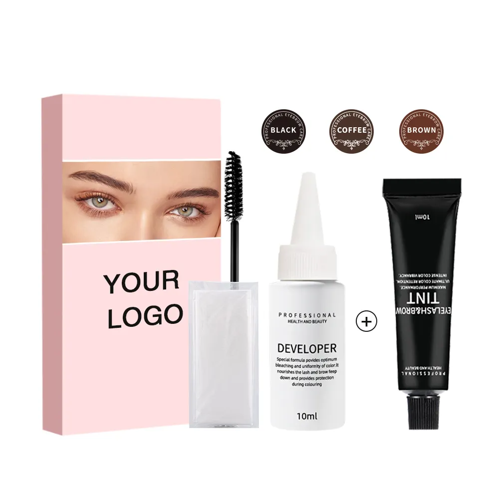 Logotipo personalizado impermeable potenciadores de cejas pestañas y cejas teñidas Gel para cejas cepillo para teñir cejas Kits de tinte de cejas de larga duración