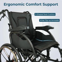 Fauteuil roulant manuel en alliage de magnésium pour personnes âgées, avec accoudoirs confortables, siège rembourré pour intérieur et extérieur - Ventes Flash