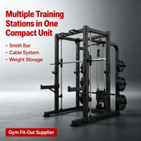 Cage Smith multifonctionnelle tout-en-un avec triple station de câbles, en acier au carbone, pour usage commercial, rack de squat et rack de contrepoids