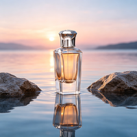 Botol Parfum Kaca Premium Artisan 50ml Persegi Transparan Matte Frost Decal Berkualitas Tinggi, Bagian Atas Lebar Bagian Bawah Sempit, Tebal Minimalis