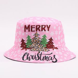 Trendy Leopard Christmas Tree Bucket <b>Hat</b> Pink Festive Reversible Fisherman <b>Cap</b> Holiday Party Sun Protection <b>Hat</b> in Stock - Product Image 5