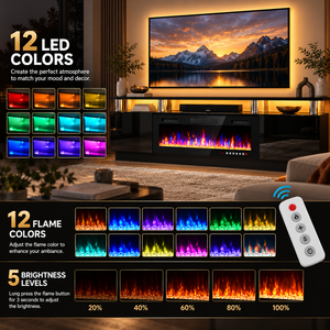 Chimenea Eléctrica Integrada con Soporte para TV de 36 Pulgadas, Eficiente Energéticamente, Llama Ajustable en 12 Colores, Control Remoto, con 1 Año de Garantía - Product Image 3