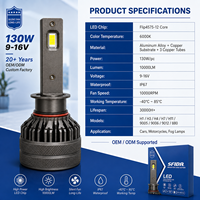 Ampoule de phare de voiture LED universelle super lumineuse 130W haute puissance SFIDA V21 pour mise à niveau des feux de brouillard de voiture et de moto