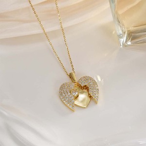Collar con Colgante <span class=keywords><strong>de</strong></span> Corazón para el Día <span class=keywords><strong>de</strong></span> San Valentín, Chapado en Oro <span class=keywords><strong>de</strong></span> 18K, Joyería Impermeable, Collar con Dije Personalizado con Nombre para Mujer, Regalo - Product Image 3