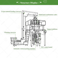 Machine d'emballage verticale pour sachets stand-up de snacks, bonbons glacés, riz, sucre, céréales, café, cacahuètes et granulés