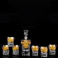 Ensemble de carafe à whisky Medusa de luxe nordique avec verres en cristal à bord doré pour cadeaux de mariage et de pendaison de crémaillère
