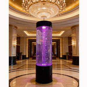 Op maat gemaakte, geëxtrudeerde oceanariumscène van dik, duurzaam acryl, grote ronde cilindrische <span class=keywords><strong>aquarium</strong></span> met snijservice - Product Image 3