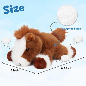 Adorable Caballo de Peluche Suave, Regalo para Cumpleaños o Cuarto de Bebé, con Granos de Poliestireno, Pelo Marrón, Cara Blanca, Acostado, Juguete de Caballo <span class=keywords><strong>Feliz</strong></span> - Product Image 2
