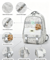 Sac à dos étudiant pour adolescents, grande capacité, bretelles réglables, imperméable, léger, logo personnalisé, breloque offerte.