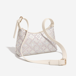 Sac à main élégant en jacquard artisanal, tons pastel doux, motif floral géométrique délicat, sangle réglable en cuir PU - Product Image 3