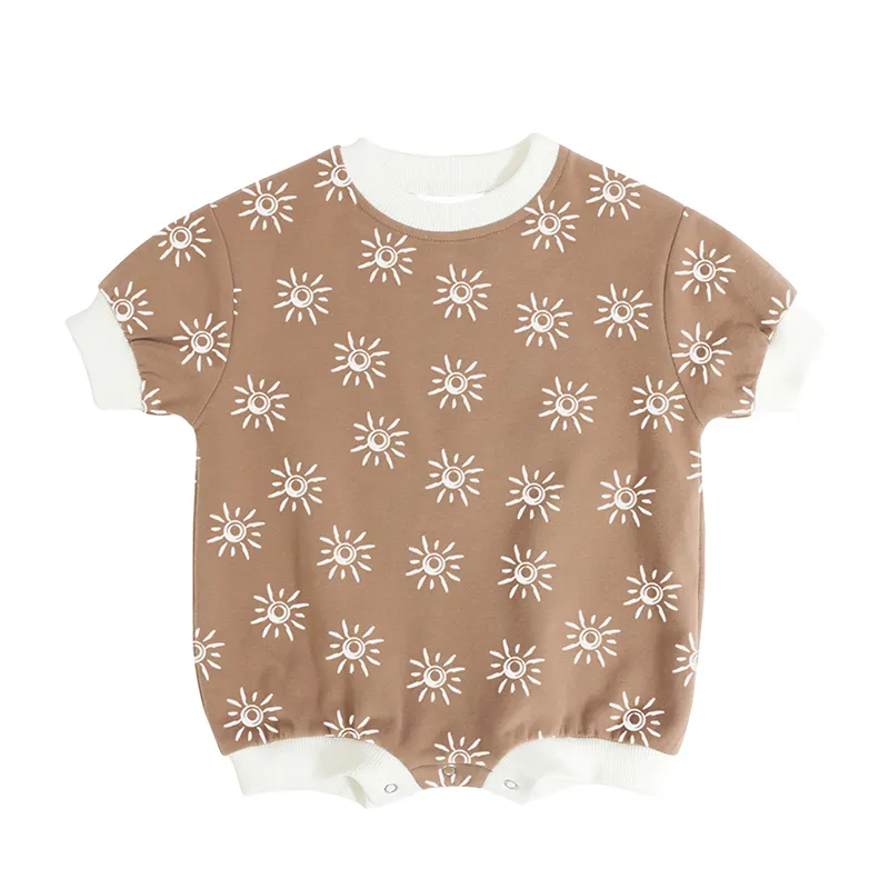 Impression personnalisée nouveau-né barboteuse surdimensionnée infantile vêtements décontractés français éponge été pull bébé coton barboteuse