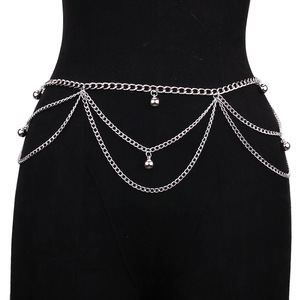 Cadena de Cintura de Moda con Colgante de Bola Dorada, Cadena de Cintura Multicapa, Accesorio Retro para Fiesta, Aleación de Zinc, Un Solo Círculo - Product Image 2