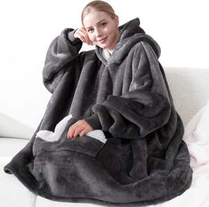 Christmas Gift Oversized Wearable Blanket <strong>Hoodie</strong> Sherpa Fleece TV <strong>Snuggle</strong> Sleeve Cozy Warm Lazy Home Wear Adults Women - Product Image 3