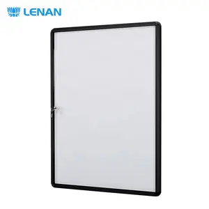 School classroom office glass doors magnetic writing whiteboard showcase enclosed bulletin board lockable notice board