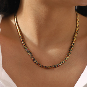 Collier minimaliste délicat en acier inoxydable MICCI plaqué or 18 carats, motif <span class=keywords><strong>python</strong></span>, étanche, pour femmes - Product Image 2