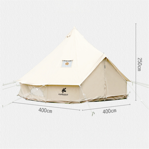 Tente de camping de luxe quatre saisons imperméable Bell-400, yurt de glamping en plein air, poteaux en aluminium, tissu PVC, porte en maille, blanc - Product Image 5