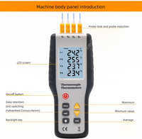 Thermomètre numérique à thermocouple 4 canaux HTI Instrument, thermomètre numérique industriel pour utilisation en laboratoire, OEM