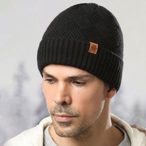 <b>Winter</b> Men's Knitted <b>Hat</b> Scarf with Fleece Lining Double-Layer Thickened Scarf Gloves and Beanie <b>Hat</b> Three-Piece Set - Product Image 6