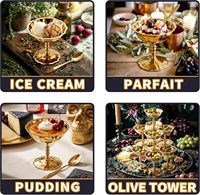 Coupelles à glace Unisweet avec cuillères, 4,4 oz, en acier inoxydable doré vintage, bols à dessert sur pied pour collations, pouding, yaourt et fruits